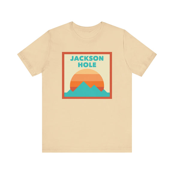 Retro Jackson Hole, Wyoming T-Shirt, Mountain Sun Tee, Unisex Graphic Shirt, Vintage Jackson Hole, Wyoming Top, Outdoor Adventure Clothing