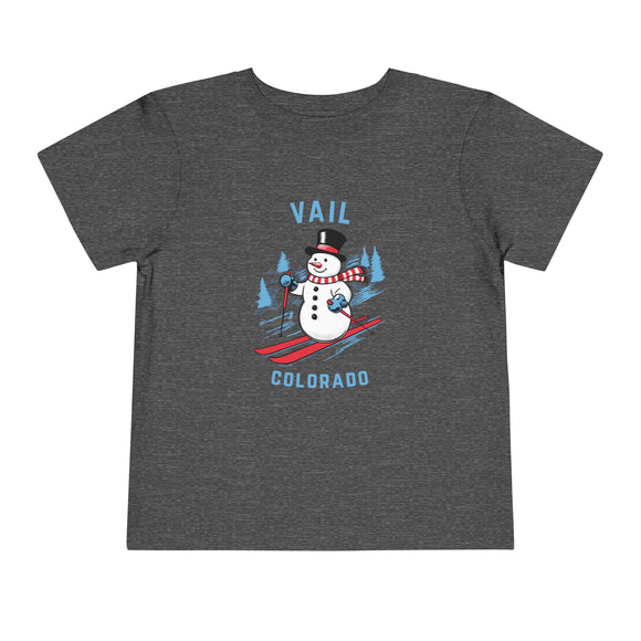 Vail, Colorado Toddler Skiing Snowman Graphic Tee - Kids Vail Shirt