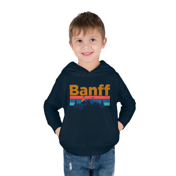 Banff Toddler Hoodie - Retro Mountain Sun Unisex Banff Toddler Sweatshirt