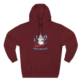 Buy burgundy Premium New Mexico Skiing Snowman Hoodie