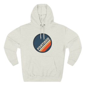 Premium Portland, Oregon Retro Circle Hoodie — Vintage 70s Striped Logo Pullover