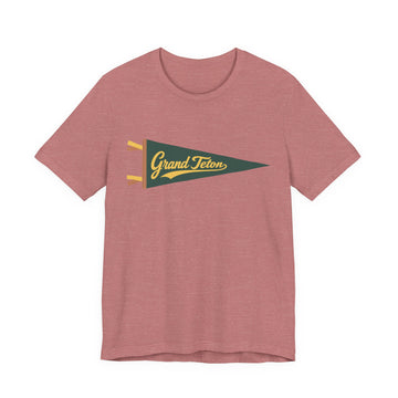 Buy heather-mauve Grand Teton National Park Pennant T-Shirt — Vintage Camp Flag Tee