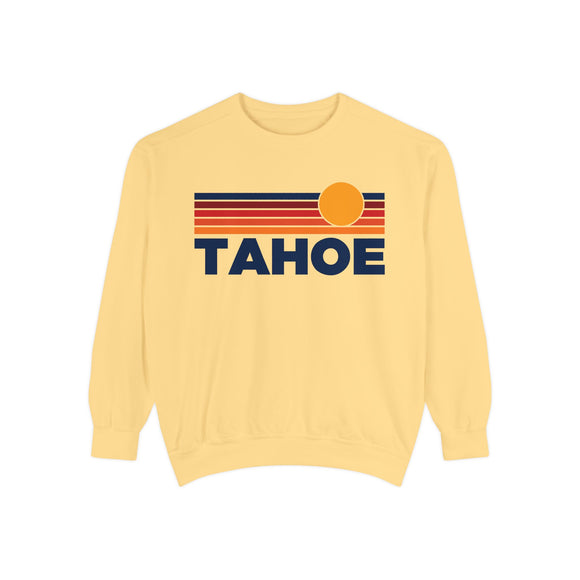 Lake Tahoe, California Sunset Stripes Sweatshirt | Comfort Colors - 100% Cotton