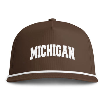 Michigan Embroidered Rope Hat - Vintage Sunwashed Rope Cap, Comfort Colors - 0