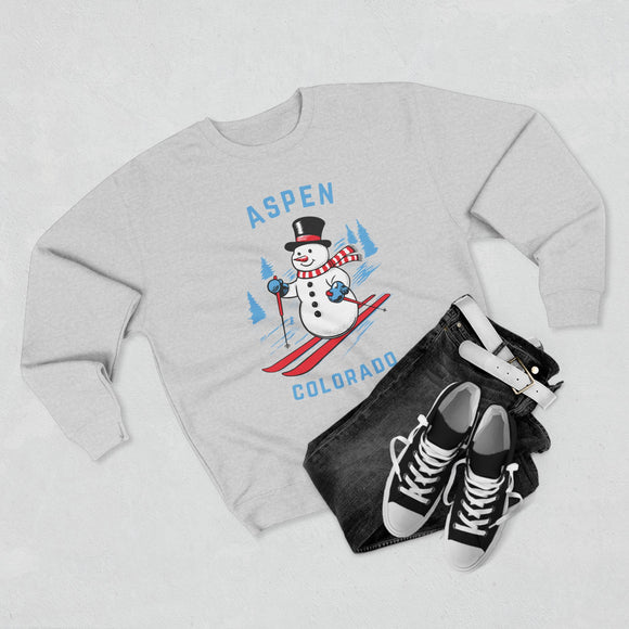Premium Aspen, Colorado Skiing Snowman Sweatshirt