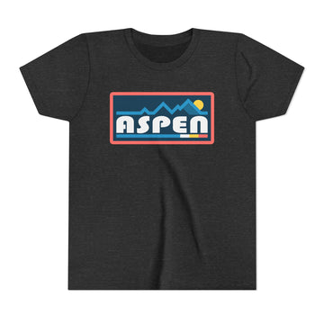 Buy dark-grey-heather Aspen, Colorado Youth Graphic Tee - Kids Aspen T Shirt