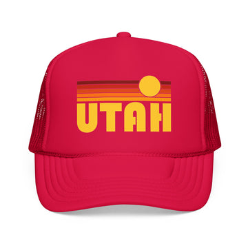 Buy red Utah Retro Sunset Trucker Hat