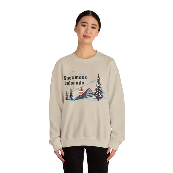Snowmass, Colorado Sweatshirt - Unisex Retro Ski Mountain Gondola Snowmass Sweatshirt