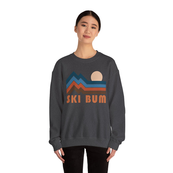 Ski Bum Sweatshirt Retro Mountains, Ski Bum Unisex Graphic Crewneck