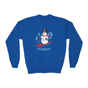 Buy royal Vermont Youth Crewneck Sweatshirt - Ski Snowman Unisex Kid's Vermont Sweatshirt