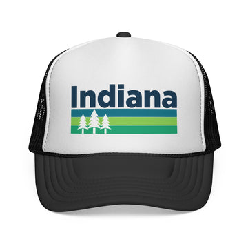 Indiana Retro Trees Trucker Hat - Vintage Style Indiana Cap