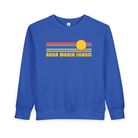 Anna Maria Island, Florida Toddler Sweatshirt - Retro Sun Anna Maria Island Toddler Crewneck Sweatshirt