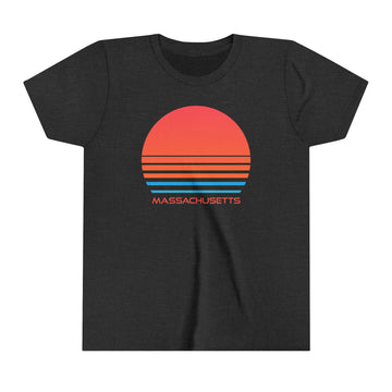 Buy dark-grey-heather Massachusetts Youth Shirt - Retro 80s Massachusetts Kid's T-Shirt