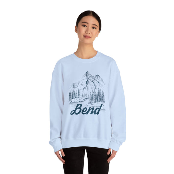 Bend, Oregon Sweatshirt - Mountain Illustration Graphic Crewneck