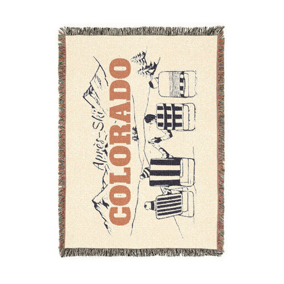 Colorado Ski Town Throw Blanket | Mountain Woven Blanket