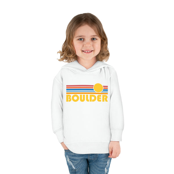 Boulder, Colorado Toddler Hoodie - Retro Sunrise Unisex Boulder Toddler Sweatshirt