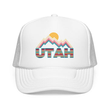 Kids Utah Retro Mountain Trucker Hat - Youth Snapback Cap