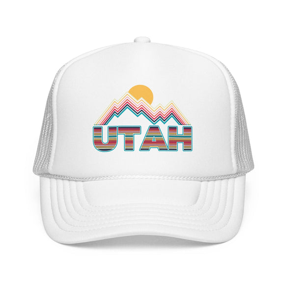 Kids Utah Retro Mountain Trucker Hat - Youth Snapback Cap