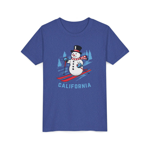 California Youth Skiing Snowman Tee - Kids T Shirt