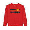 Michigan Toddler Sweatshirt - Retro Sun Michigan Toddler Crewneck Sweatshirt