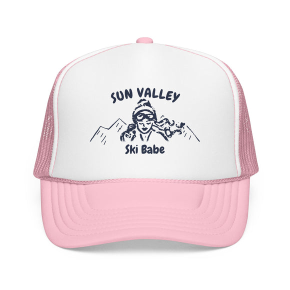 Sun Valley, Idaho Ski Babe Trucker Hat — Foam Mesh Cap