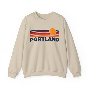 Portland, Oregon Sweatshirt Retro Sun Unisex - Portland Vintage Inspired Warm Pullover Jumper - 0