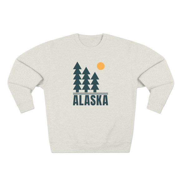 Premium Alaska Pine Tree Graphic Sweatshirt — Retro Nature Crewneck