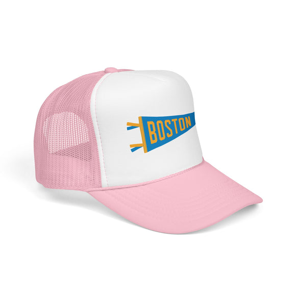 Boston, Massachusetts Pennant Trucker Hat — Retro Flag Foam Cap