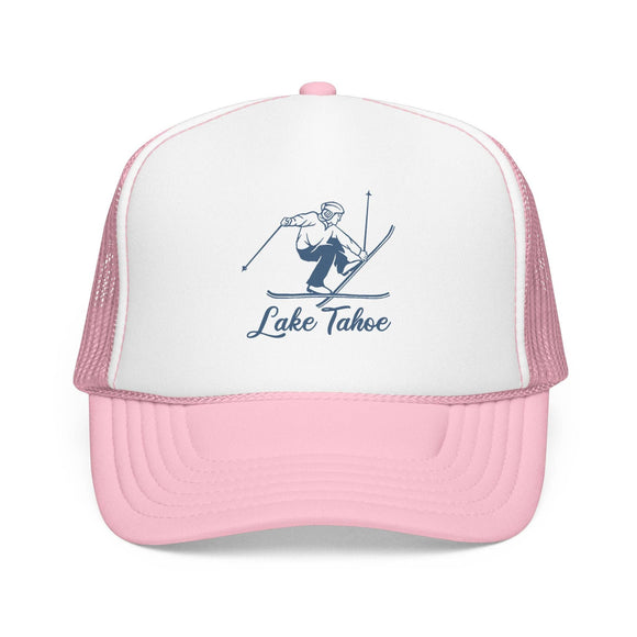 Kids Lake Tahoe, California Snow Ski Trucker Hat - Youth Cap on white background