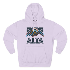 Buy lilac Alta, Utah Hoodie - Retro Mountain Unisex Sweatshirt