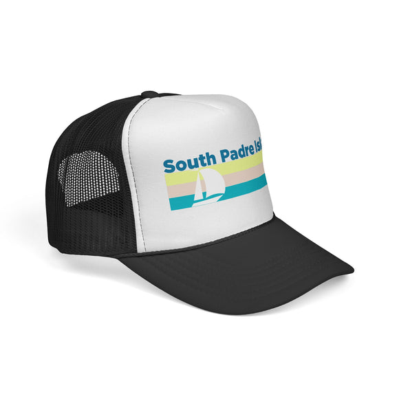 South Padre Island, Texas Retro Sailboat Trucker Hat