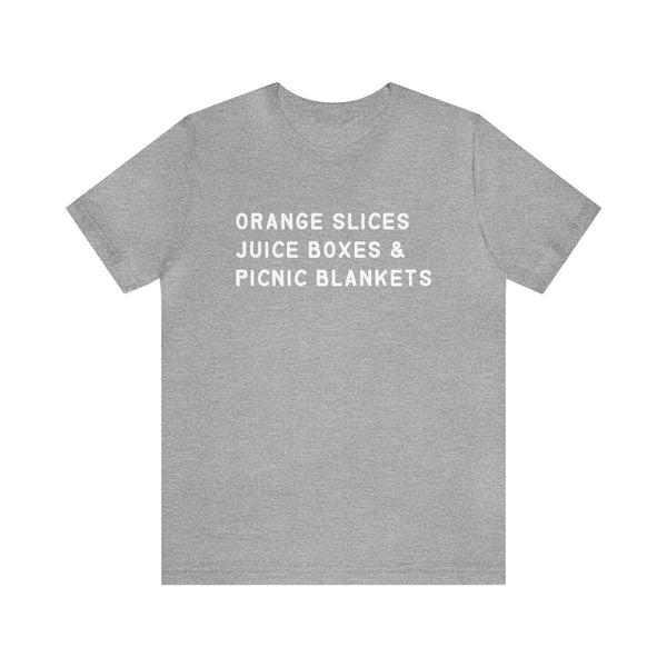 Soccer Mom T-Shirt - Fun Orange Slices, Juice Boxes Tee