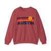 Austin, Texas Sweatshirt Retro Sun Unisex - Austin Vintage Inspired Warm Pullover Jumper