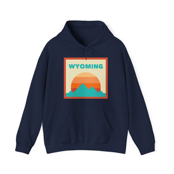 Buy navy Wyoming Mountain Sun Hoodie - Unisex Wyoming Hooded Sweatshirt, Wyoming Travel Sweatshirt, Wyoming Sunset