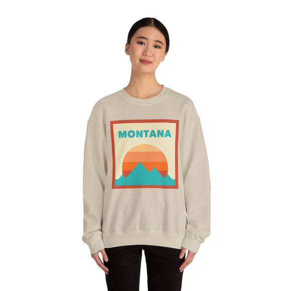 Retro Montana Sweatshirt, Mountain Sun Design, Unisex Crewneck, Gift for Outdoorsy Friends, Vintage Montana Jumper