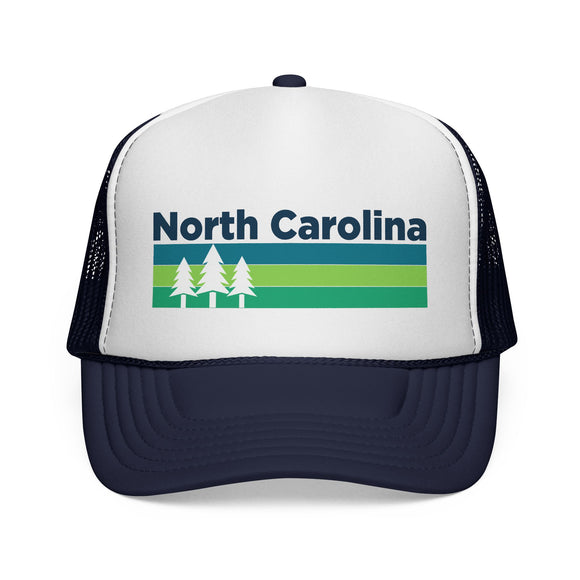 North Carolina Retro Trees Trucker Hat - Vintage Style North Carolina Cap
