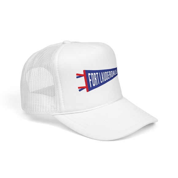 Fort Lauderdale, Florida Pennant Trucker Hat — Retro Flag Foam Cap