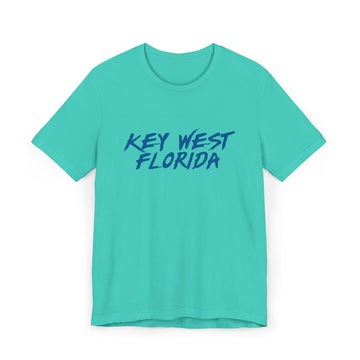 Buy teal Key West T-Shirt | 100% Cotton Retro Florida Tee