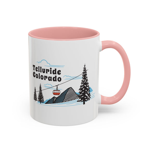 Telluride, Colorado Retro Snow Skiing Mountain 11 oz Mug, Ski Lodge Decor Coffee Cup, Mountain Gondola  Lover Gift, Retro Skiing Mug