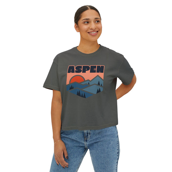 Women's Aspen, Colorado Boxy Graphic Tee - Slightly Cropped