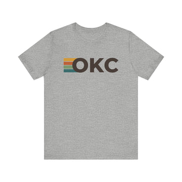 Buy athletic-heather Oklahoma City, Oklahoma tee - OKC t shirt retro stripes