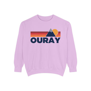 Buy orchid Ouray, Colorado Mountain Stripes Sweatshirt | Comfort Colors - 100% Cotton