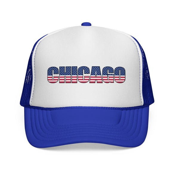 Chicago Illinois Stars and Stripes Trucker Cap