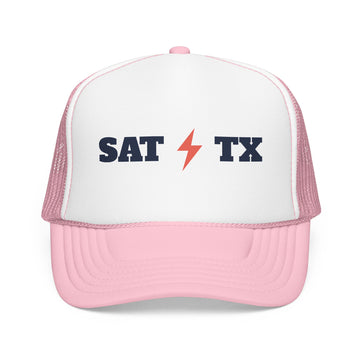 Buy light-pink-white San Antonio, Texas Retro Trucker Hat - Lightning Foam Cap - Lightning