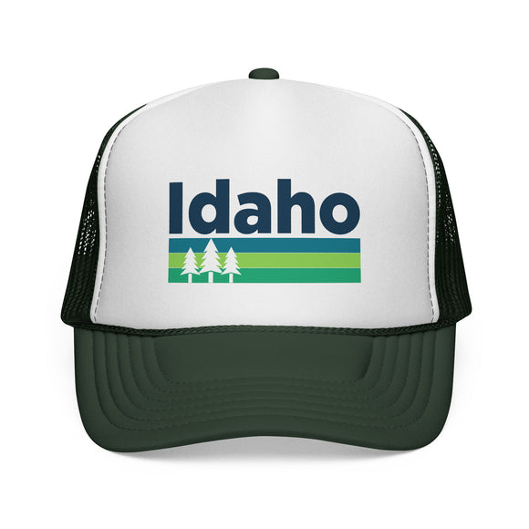 Idaho Retro Trees Trucker Hat - Vintage Style Idaho Cap