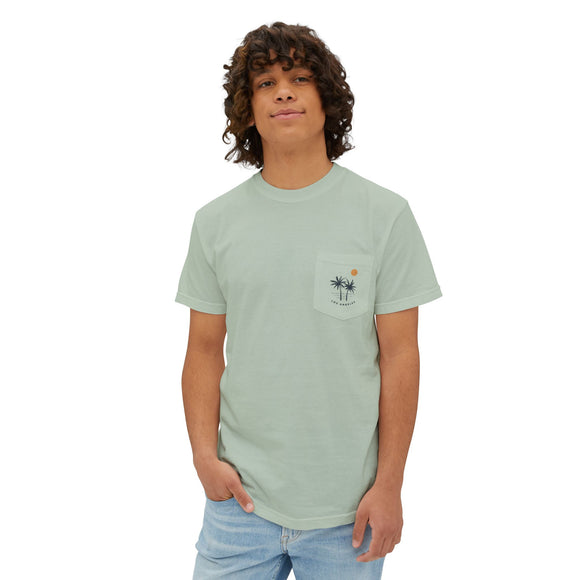 Los Angeles, California Palm Tree Pocket Tee, Summer Coastal Vibes Top, Beach Apparel - Comfort Colors Graphic T Shirt