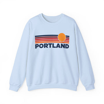 Buy light-blue Portland, Oregon Sweatshirt Retro Sun Unisex - Portland Vintage Inspired Warm Pullover Jumper