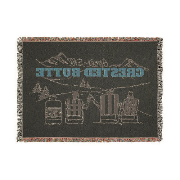 Crested Butte, Colorado Ski Town Throw Blanket | Mountain Woven Blanket