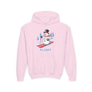 Alaska Youth Hoodie - Skiing Snowman Kids Alaska Hooded Sweatshirt-4