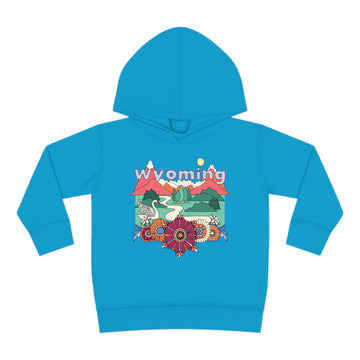 Buy turquoise Wyoming Toddler Hoodie - Boho Mountain Unisex Wyoming Toddler Sweatshirt